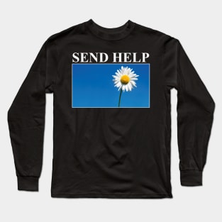 Vintage Send Help Daisy Flower Aesthetic Vintage Streetwear Retro Long Sleeve T-Shirt